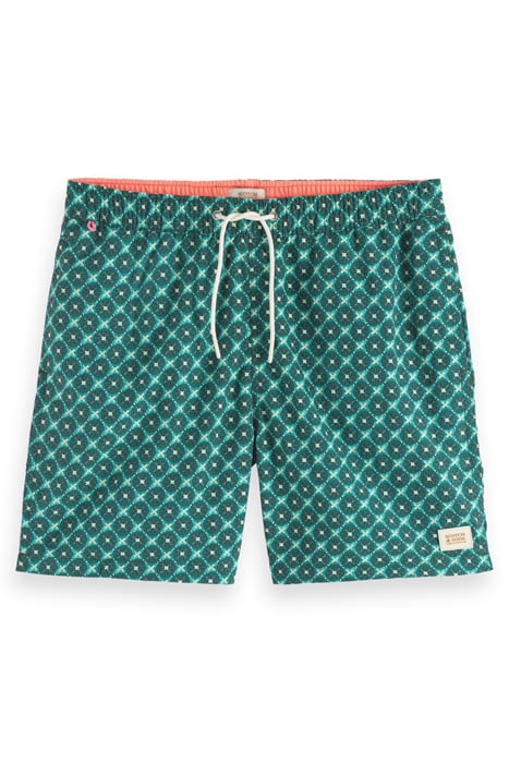 MID LENGTH - MINI PRINTED SWIMSHORT TURQUOISE TILES AOP 4
