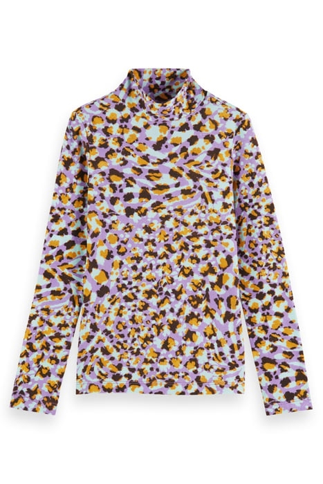 GIRLS ALL-OVER PRINTED HIGH-NECK FITTED T-SHIRT FLORAL LEOPA 3