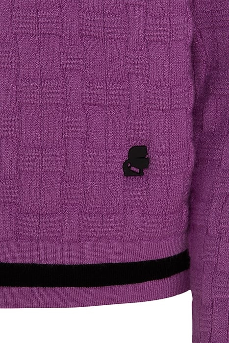 TEXTURED CLASSIC KNIT CARDIGAN IRIS ORCHID/BLACK 8