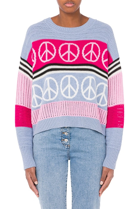 PEACE SYMBOLS WOOL BLEND SWEATER BLUE 1