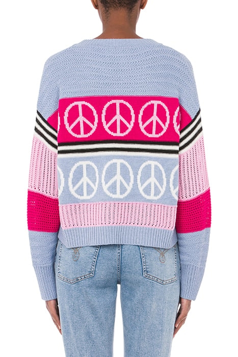 PEACE SYMBOLS WOOL BLEND SWEATER BLUE 2
