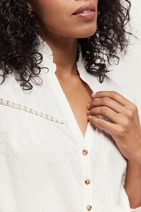 CAISA - ECOVERO™ LENZING™ ECRU BLOUSE WITH LACE COLLAR 5