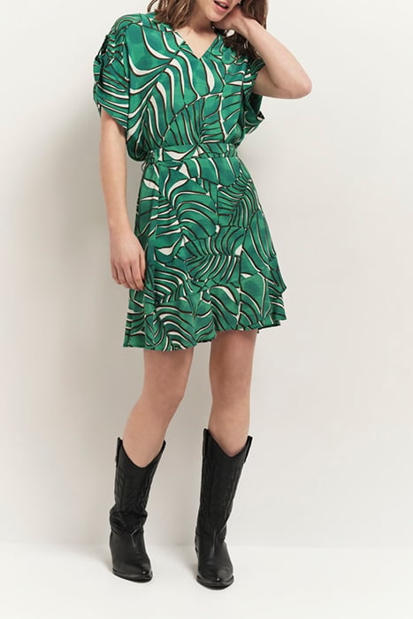 JERK - GREEN GRASS SHORT SKIRT WITH ARTY PALM PRINT 4
