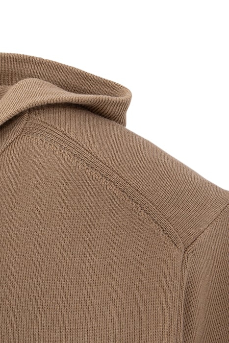 BEIGE KNIT HOODED ZIPPED CARDIGAN 7