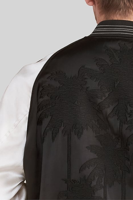 BLACK TWO-TONE VARSITY JACKET WITH EMBROIDERY 7