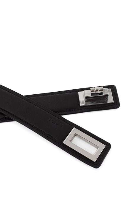 BLACK LEATHER BELT WITH ROTATING BUCKLE 4