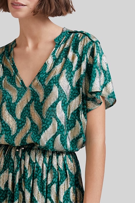 EMERALD SHORT SKIRT WITH GOLD LEAF PRINT 5