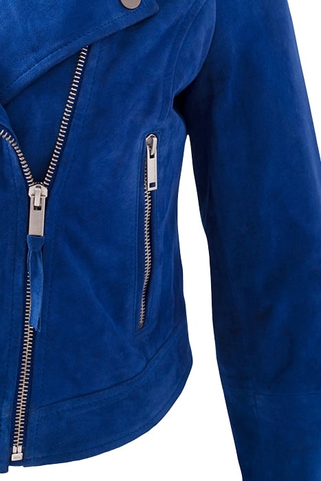 COBALT SUEDE BIKER-STYLE JACKET 7