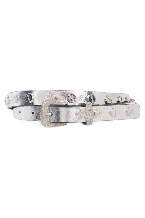 BLACK & SILVER LEATHER STUDDED DRESS BELTS 5
