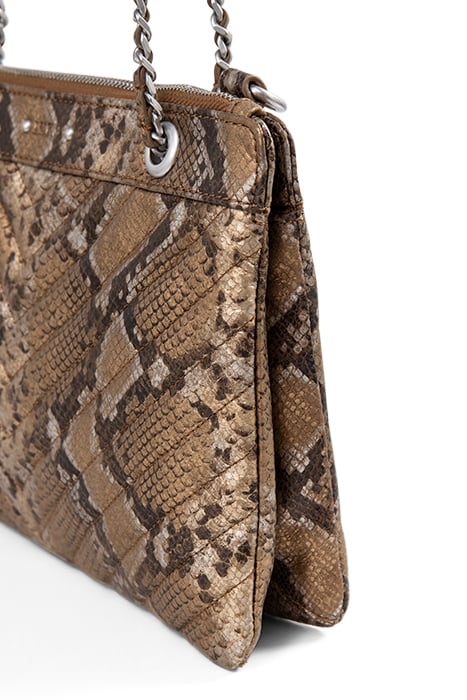 GOLD LEATHER PYTHON-LOOK 1440 REPORTER CLUTCH BAG 5