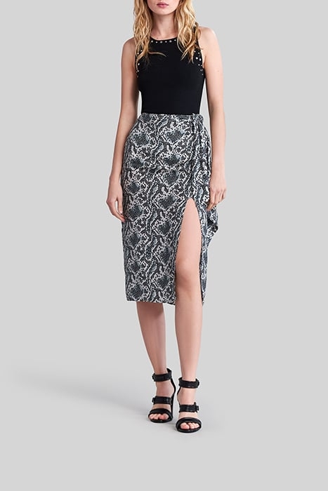 OFF-WHITE SATIN SKIRT WITH GRAPHIC PYTHON PRINT 3