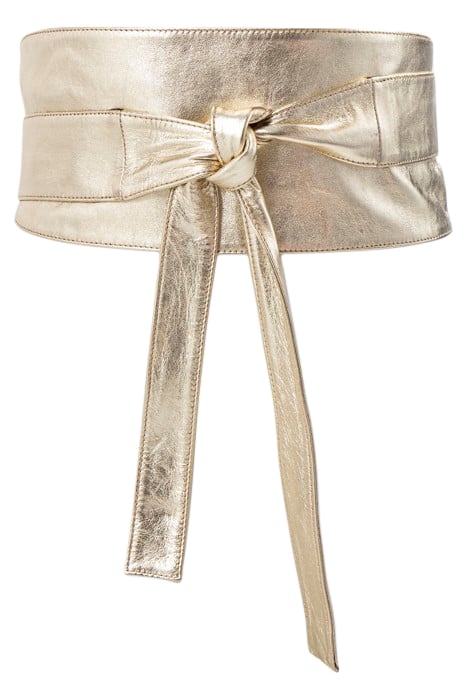 METALLIC GOLD LEATHER DRESS BELT TO TIE 3