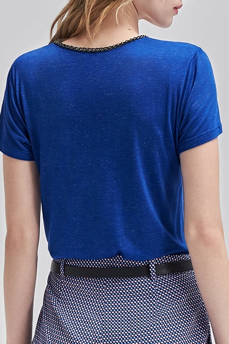 COBALT LUREX T-SHIRT WITH CHAINS ON NECK 2