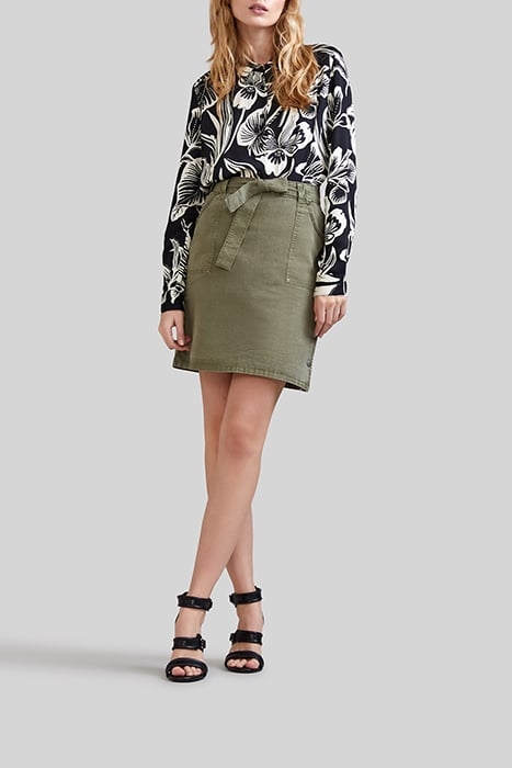 KHAKI STRAIGHT SKIRT WITH SIDE PRESS STUDS 3