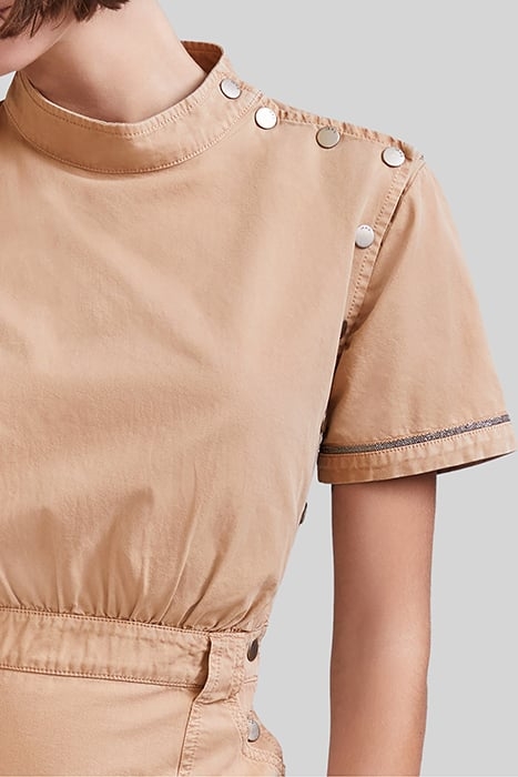 CAMEL DENIM DRESS, PRETTY BRAID, SIDE PRESS STUDS 5