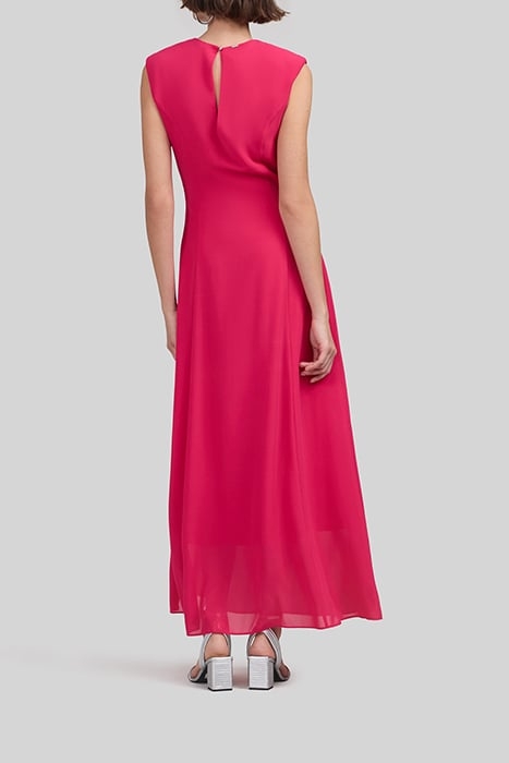 HOT PINK RECYCLED LONG DRESS WITH EPAULETS 2