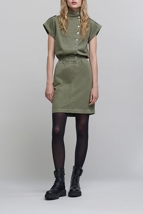 KHAKI DRESS WITH ASYMMETRICAL COLLAR 3