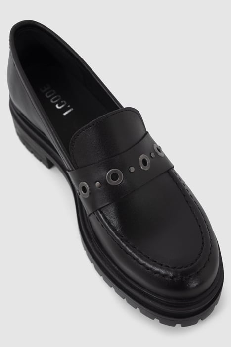 BLACK MOCCASINS WITH LUGGED SOLES 4