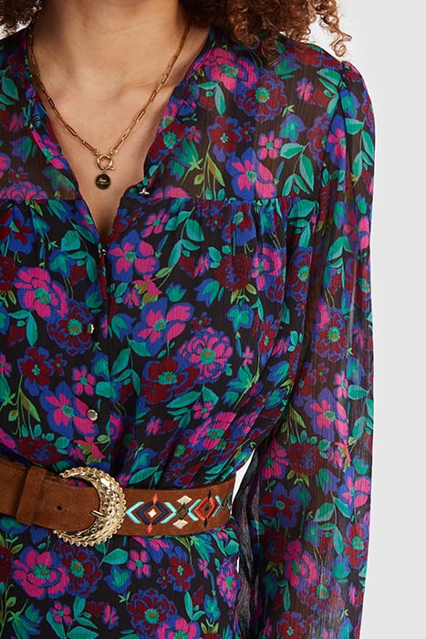 RASPBERRY BLOUSE WITH COLOURED FLORAL PRINT 5