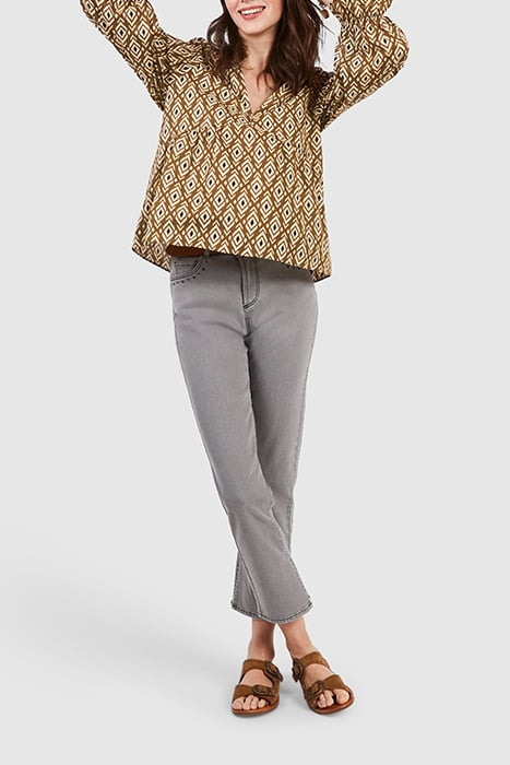 CAMEL ETHNIC BOHO PRINT BLOUSE 3