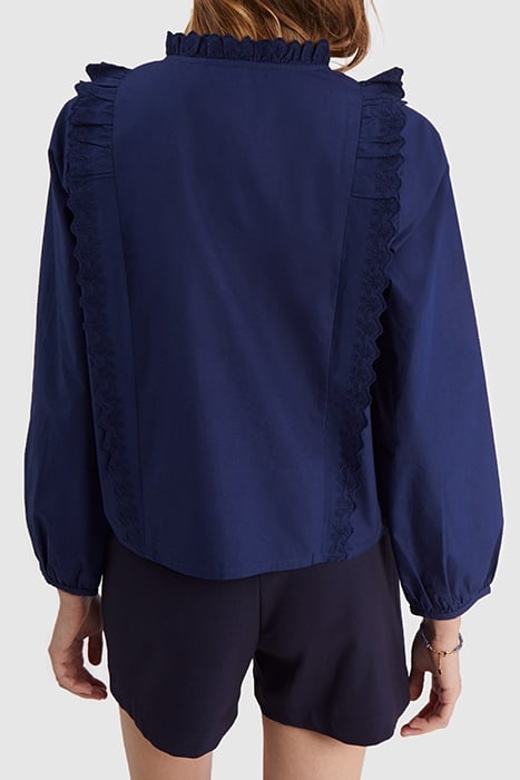 INDIGO BLOUSE WITH STITCHED PLEATS AND EMBROIDERY 2