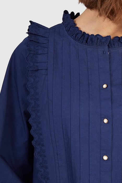 INDIGO BLOUSE WITH STITCHED PLEATS AND EMBROIDERY 6