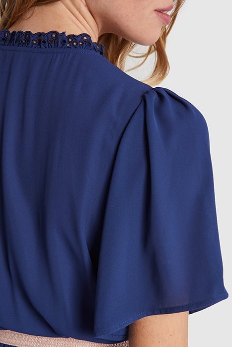 INDIGO LONG DRESS WITH PLEATED SKIRT 3