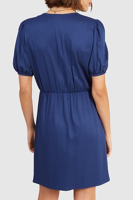 NAVY BUTTONED FLOWING WRAP DRESS 2