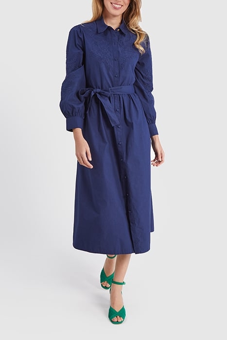 INDIGO LONG DRESS WITH TONE-ON-TONE EMBROIDERY 1