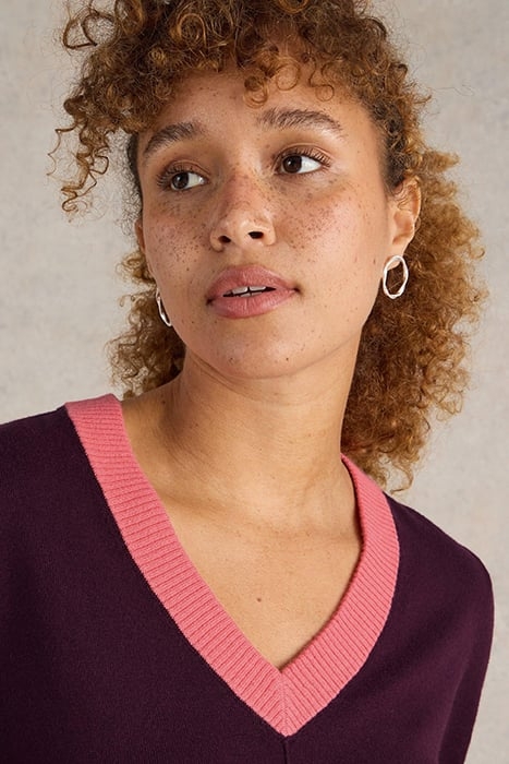 MAGGIE V NECK JUMPER DARK PLUM 5