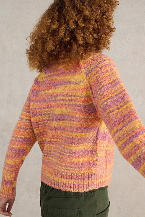 CINDY SPACE DYE CARDI ORANGE MULTI 4