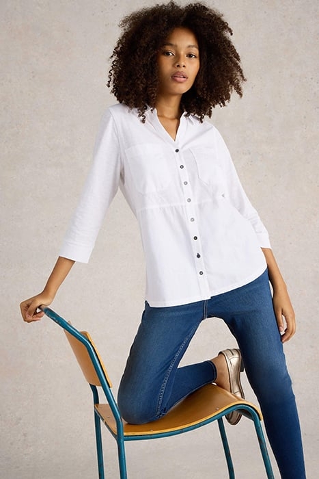 MISSY LONGLINE MIX SHIRT NATURAL WHITE 1
