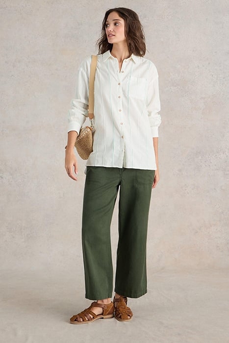 LAUREL LONGLINE COTTON SHIRT IVORY MULTI 1