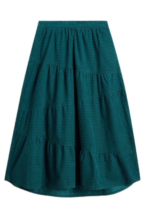 JENNA CORD TIERED SKIRT DARK GREEN 4