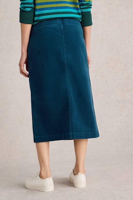 MAREN ORGANIC CORD SKIRT DARK TEAL 2