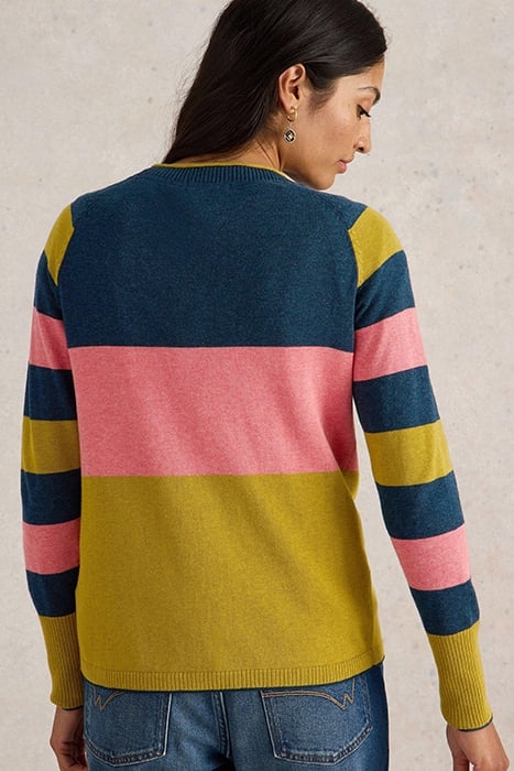 LULU STRIPE CARDI CHARTREUSE MULTI 2