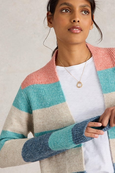 ERIN STRIPE LONGLINE CARDI BLUE MULTI 5