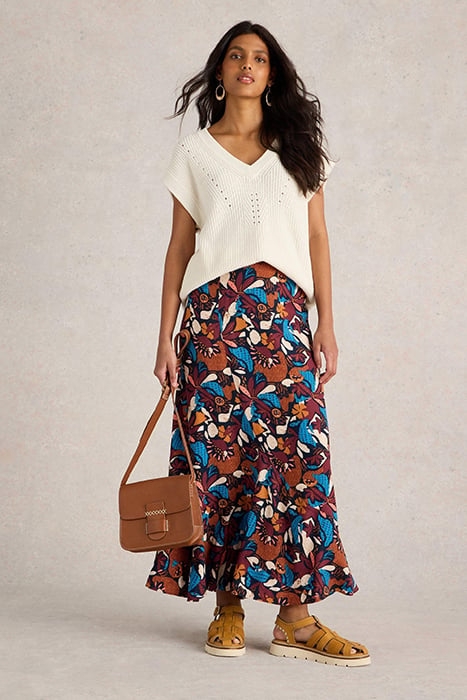 SARA MAXI SKIRT NAVY PRINT 3