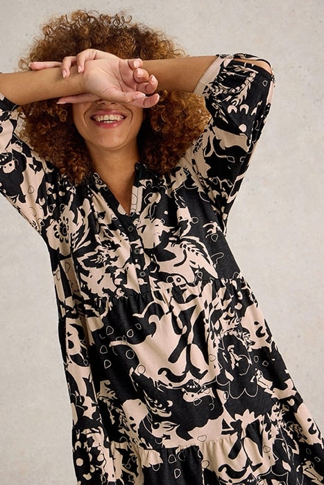 NELA PRINTED SHIRT TUNIC BLACK PRINT 3