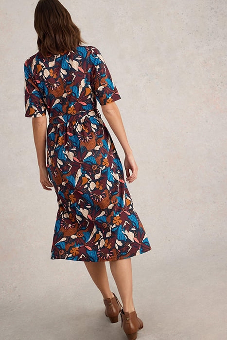 AVA JERSEY MIDI DRESS NAVY PRINT 2
