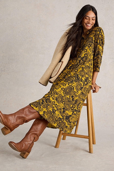 RUA JERSEY SHIRT DRESS CHARTREUSE PRINT 4