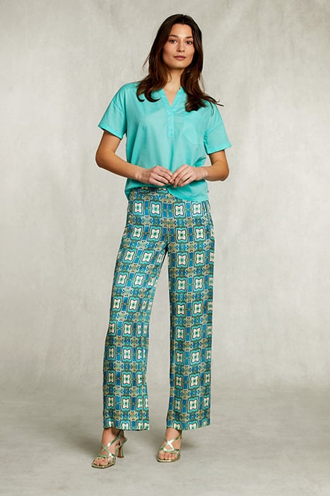 TURQUOISE V-NECK BLOUSE WITH POCKET GREEN 3