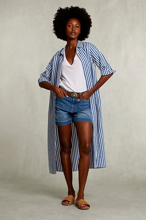 BLUE/WHITE LONG STRIPED DRESS BLUE 1