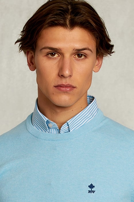 NORMAL FIT BASIC COTTON CREW NECK PULLOVER BORA BORA MIX BLU 4