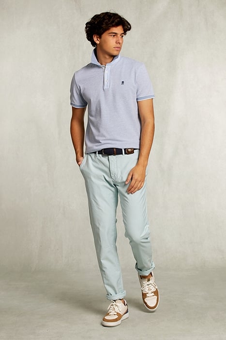 CUSTOM FIT COTTON POLO DARK OYSTER MIX BLUE 3