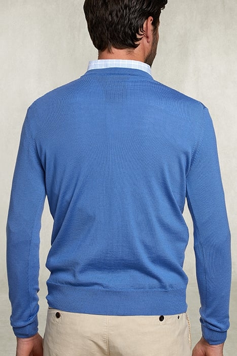 BASIC MERINO V-NECK PULLOVER BLUE BIRD BLUE 2