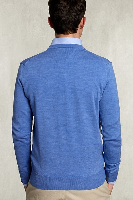 BASIC MERINO V-NECK PULLOVER LIGHT GLORY MIX BLUE 2