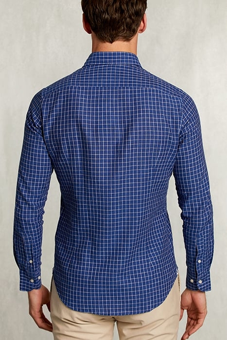 SLIM FIT CHECKED LINEN SHIRT BLUE/WHITE BLUE 2