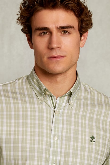 CUSTOM FIT CHECKED SHIRT GREEN/WHITE GREEN 4