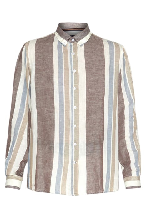 GINOSI LINEN WIDE STRIPE BLUE MIRAGE 4